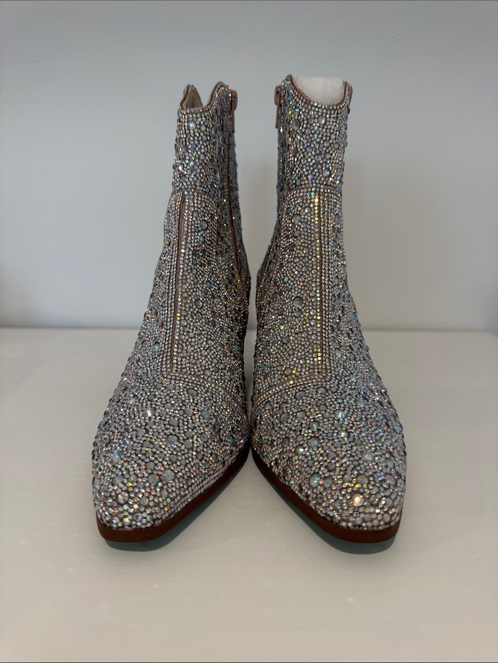 NIB Betsey Johnson Emory Rhinestone Silver Ankle Western Boots Size 8 - Picture 3 of 14